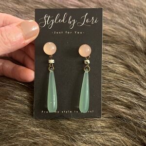 Pink and Green Drop Earrings